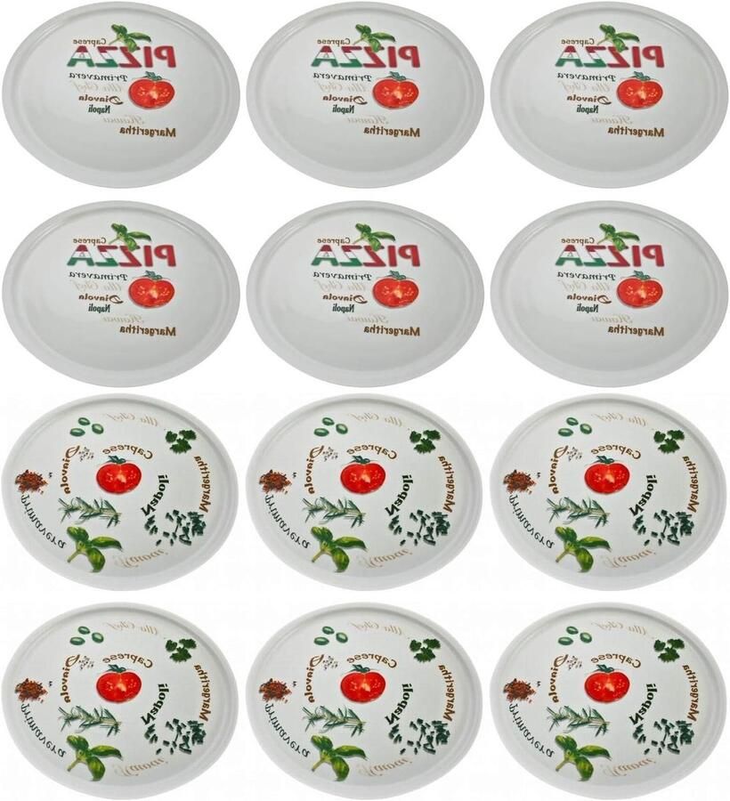 Pizzaborden Set Servies Platen Pizza Eten Vaatwasserbestendig Ø 30 cm Pomodoro Spezia