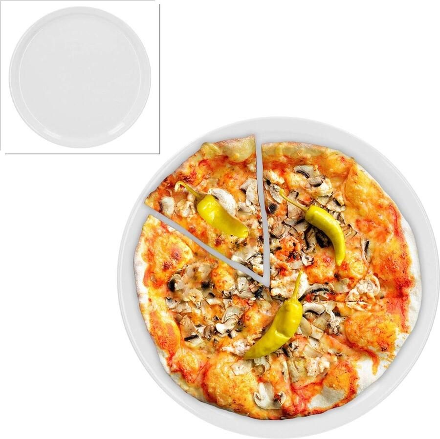 Pizzaborden Set Serviesborden Italiaanse Borde Dineren Thuis Robuust Porselein 2 stuks ø 305 cm Wit