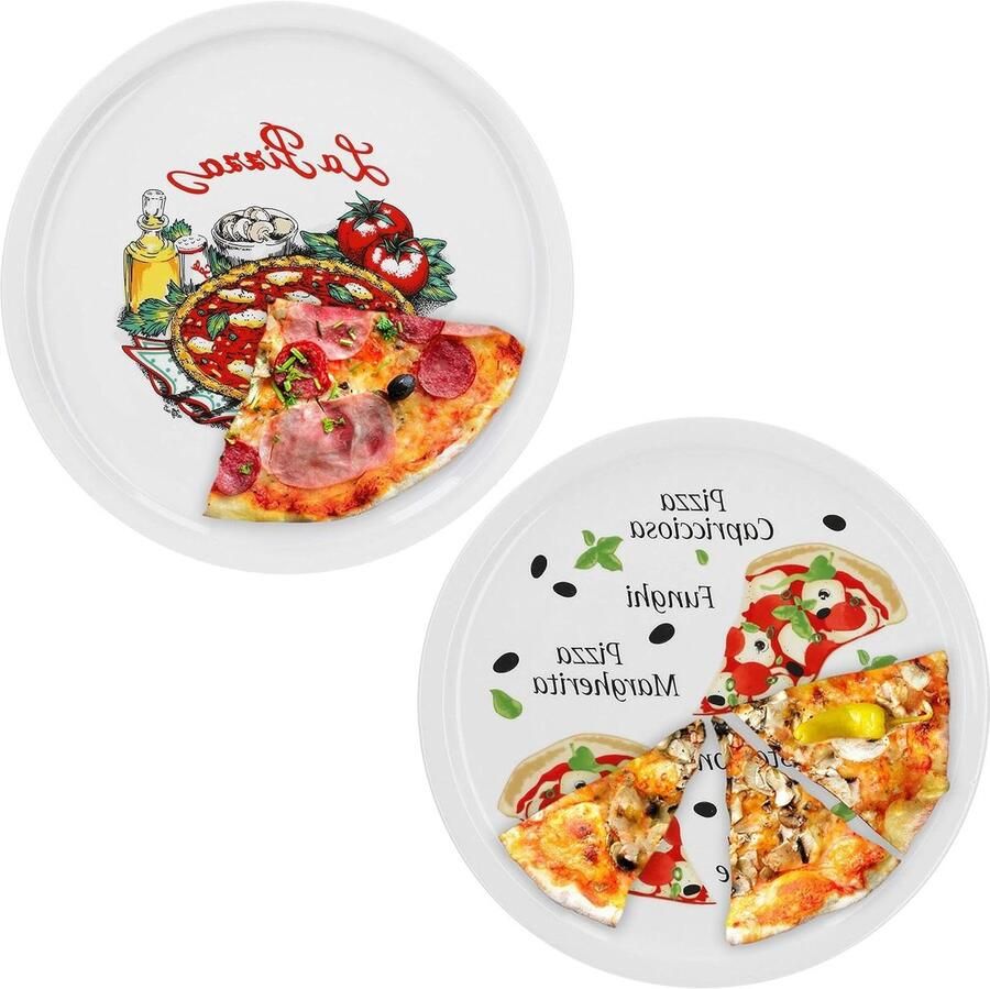 Pizzaborden Set XL Borden Italiaans Buffet Stevig Porselein 30.5 cm Diameter Gedecoreerd
