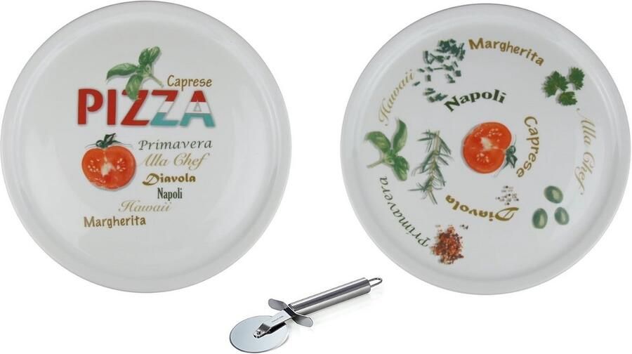 Pizzabord Set Pizzaborden met snijder Pizza Serveert Vaatwasmachinebestendig XXL 30cm Wit