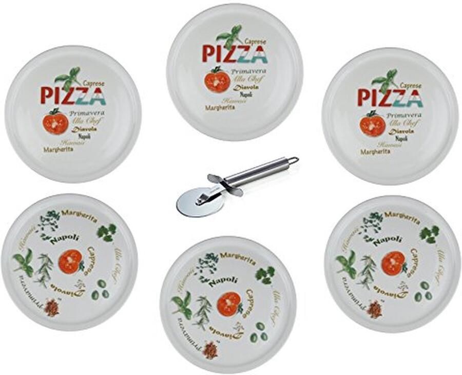 Pizzaborden Set Pizza Servies Pizza Eten Inclusief Snijder XXL 30 cm Wit