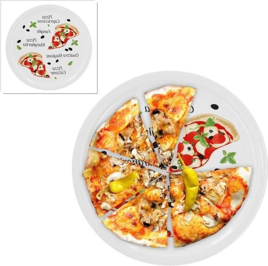 Pizzabordenset Italiaanse borden Pizza serveren XL porselein 30.5 cm diameter Margherita-decor