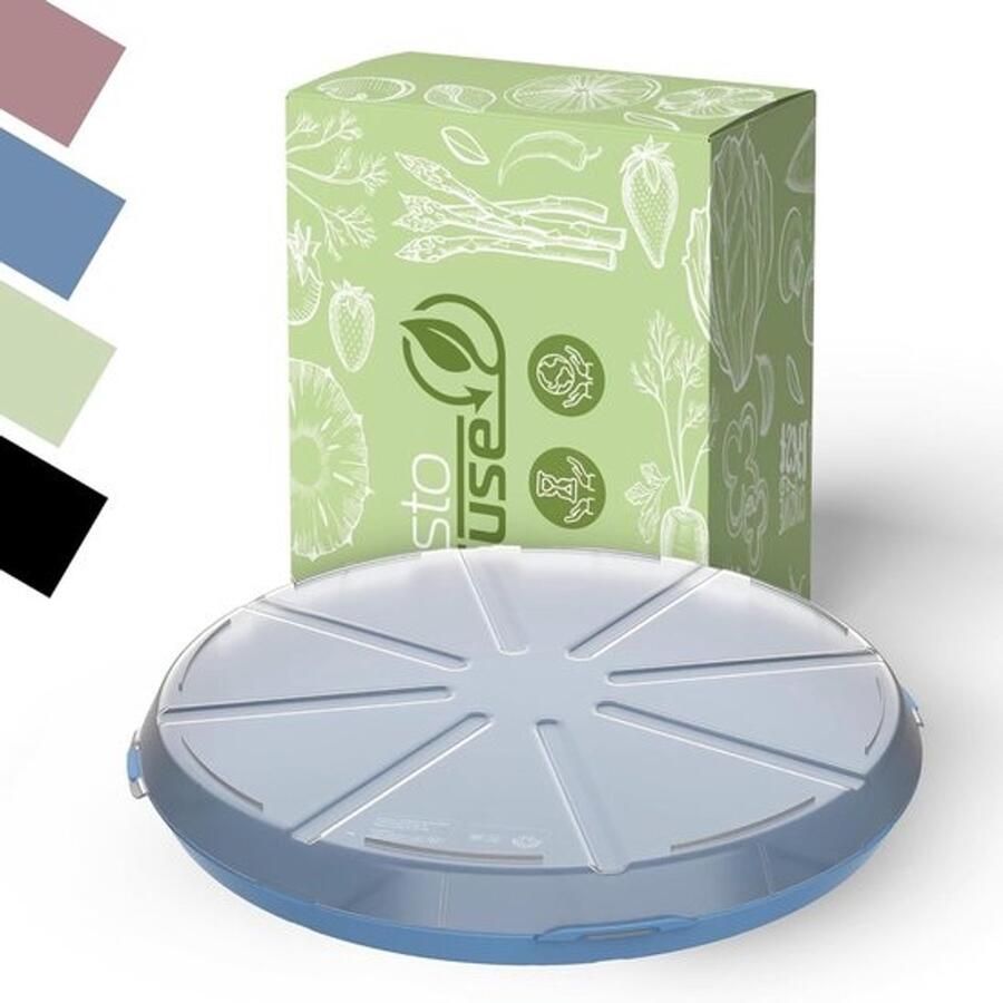Pizzabox Herbruikbaar Opbergdoos Pizza Eten Meenemen BPA-vrij Recyclebaar 34 Centimeter Blauw Transparant