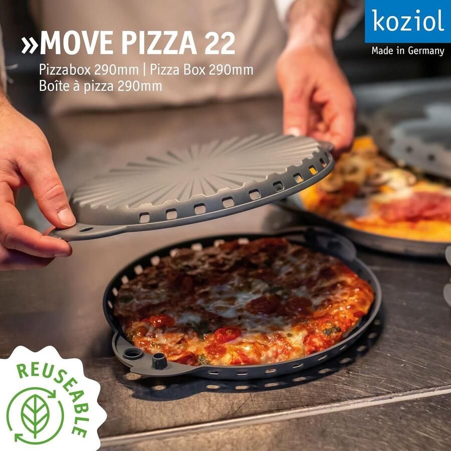 Pizzabox Set Pizza Behouders Pizza Transport Herbruikbaar & Stapelbaar Ø 22 cm Nature Ash Grey