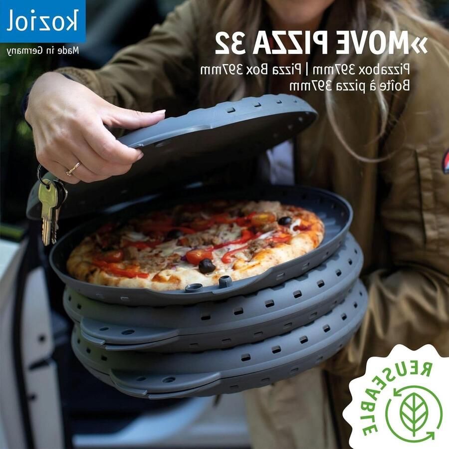 Pizzabox Set Pizza Container Pizza Serveren Gestructureerd Oppervlak Ø 32 cm Wit