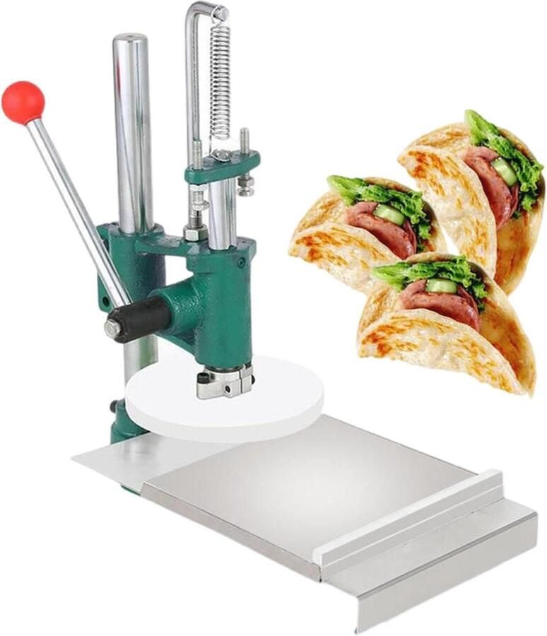 Pizzadeeg-uitvlakmachine handmatige pizzavormmachine tortillapers handmatige pers automatische terugslag roestvrij staalmateriaal voor pizzabodem tortilla gebak 14 cm