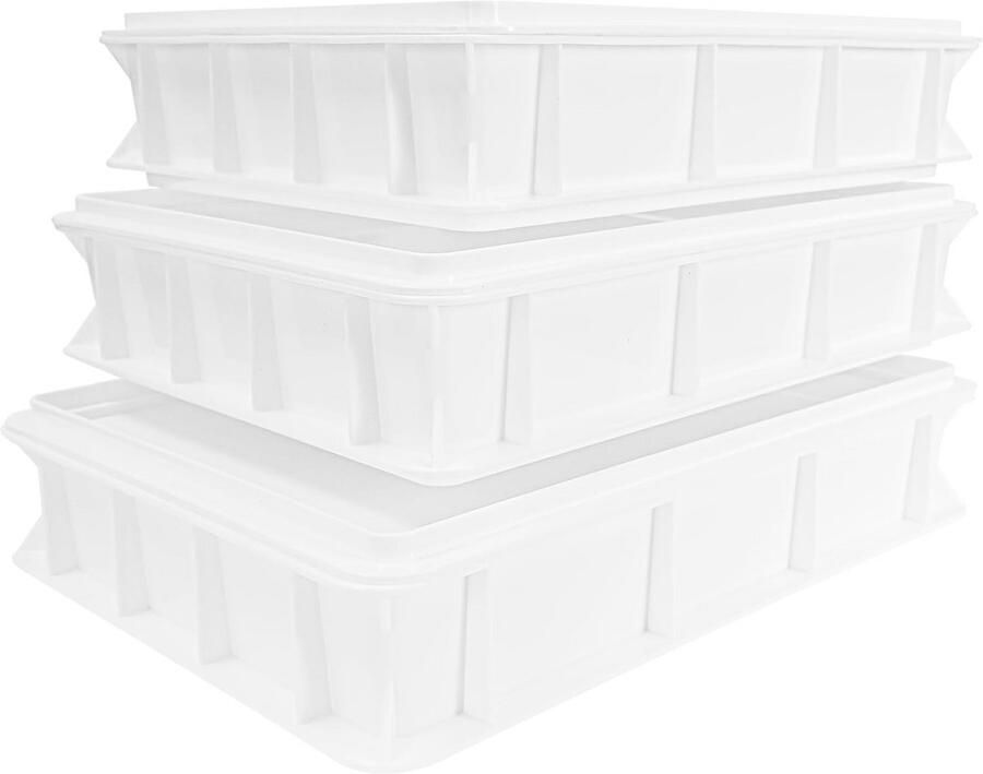 Pizzadeegboxen met deksel 3 stuks 40x30x7 5 cm Stapelbare deegbakken voor pizza en brooddeeg BPA-vrij en voedselveilig