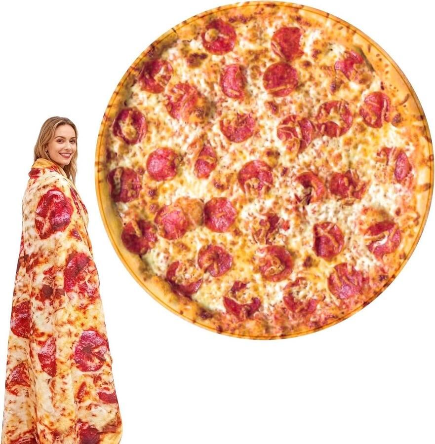 Pizzadeken Rond Burrito Deken Voedseldeken Gezelligheid Thuis Realistisch Pizza Design 180 cm Pizza Print
