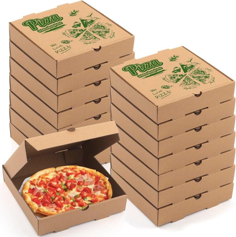 Pizzadozen Afhaaldozen Voedsel Bezorgen Stevig Ontwerp 15 Stuks Bruin
