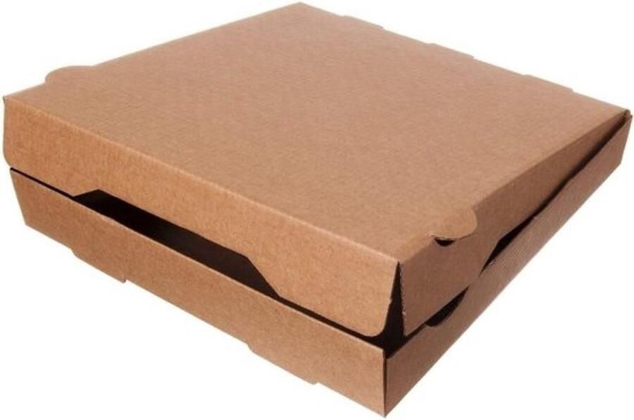 Pizzadozen Vierkante verpakking Warmte vasthouden Met stoomgaten 30x30 cm Bruin