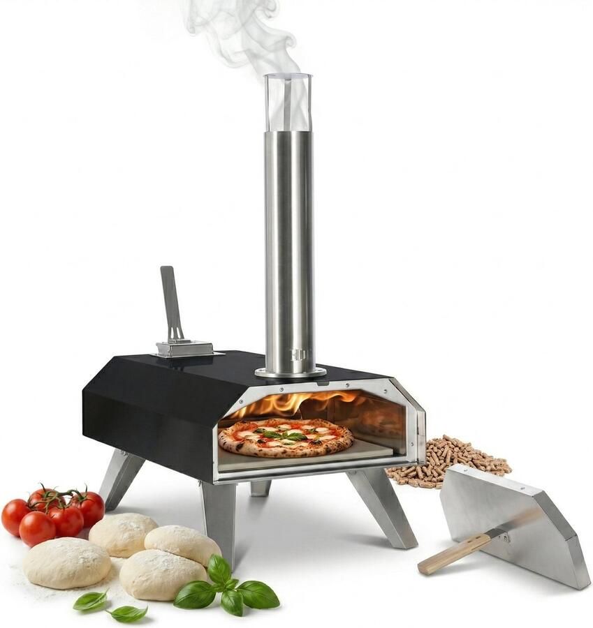 Pizzaoven-36x72x68 cm-zwart-zilver