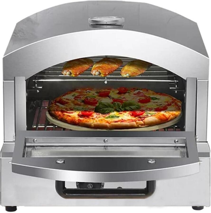 Pizzaoven Aanrecht Elektrische Oven Thuis Pizza Bakken Temperatuur Gecontroleerd 425 cm Breed Zilver