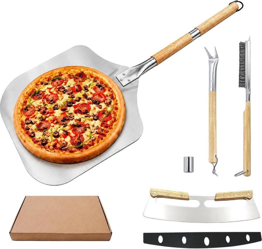 Pizzaoven Accessoireset Inclusief Schop en Snijder Voor Thuisgebruik