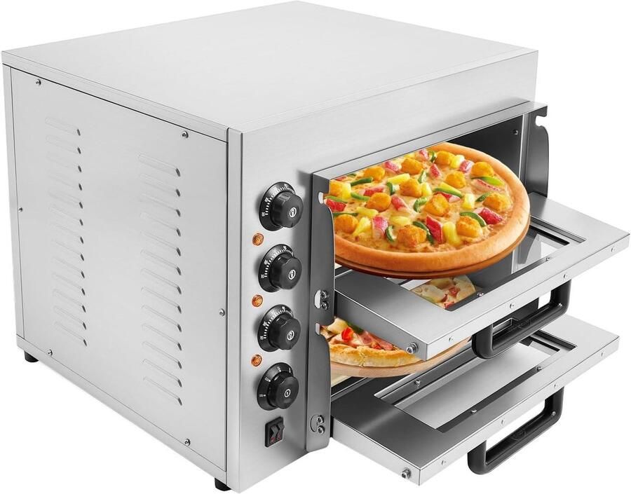 Pizzaoven Bakoven Italiaans Bakken Nauwkeurige Temperatuur 40 Liter Zilver