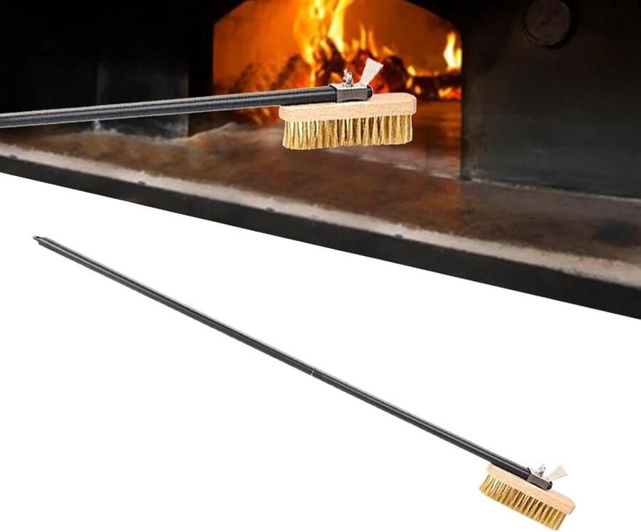 Pizzaoven Borstel Steenreiniger Schraper Oven Schoonmaken Hittebestendig Ontwerp 48.5 cm Lengte Metaal