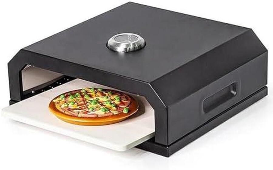 Pizzaoven Buiten Houtgestookt Grill Buiten Koken Met Thermometer 35 x 40 x 15 cm Zwart