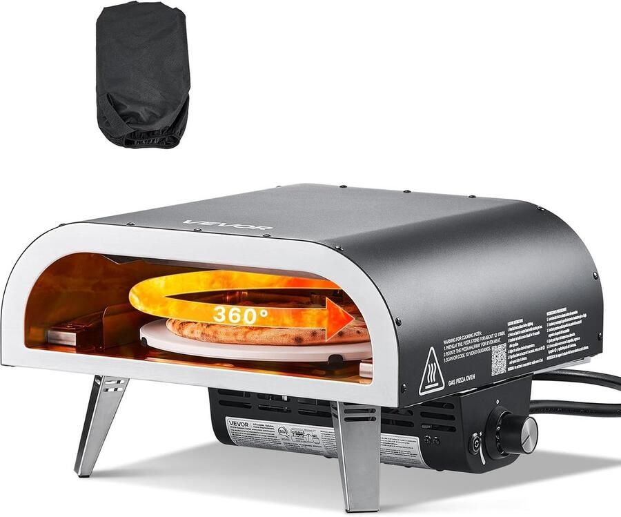Pizzaoven Buiten Propaanoven Buiten Koken Elektrische Rotatie 470 x 430 x 270 mm Zwart