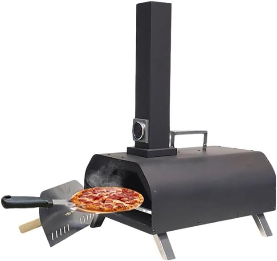 Pizzaoven Buiten Tafeloven Grill Pizza Bakken Inklapbare Poten 365 x 81 x 675 cm Zwart