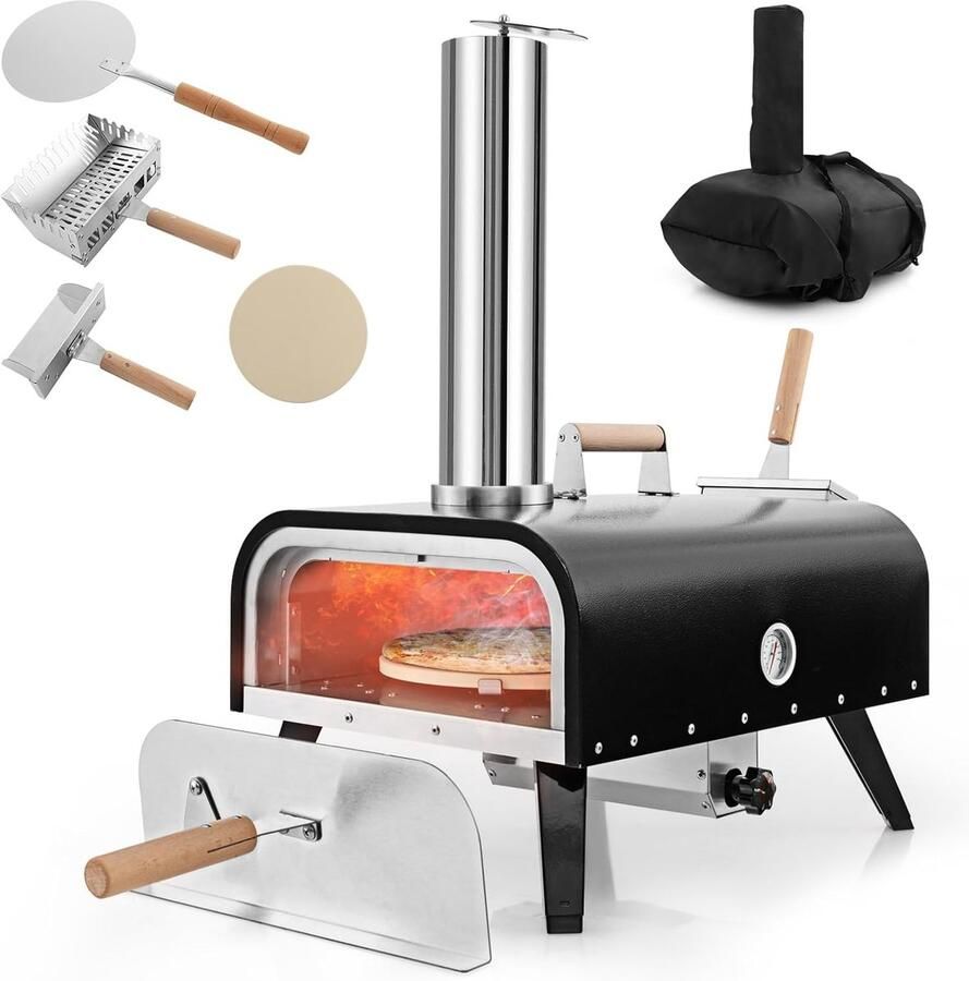 Pizzaoven Buiten Tuinoven Steenoven Feest Camping Picknick Draaibare Steen 75 x 42 x 70 cm