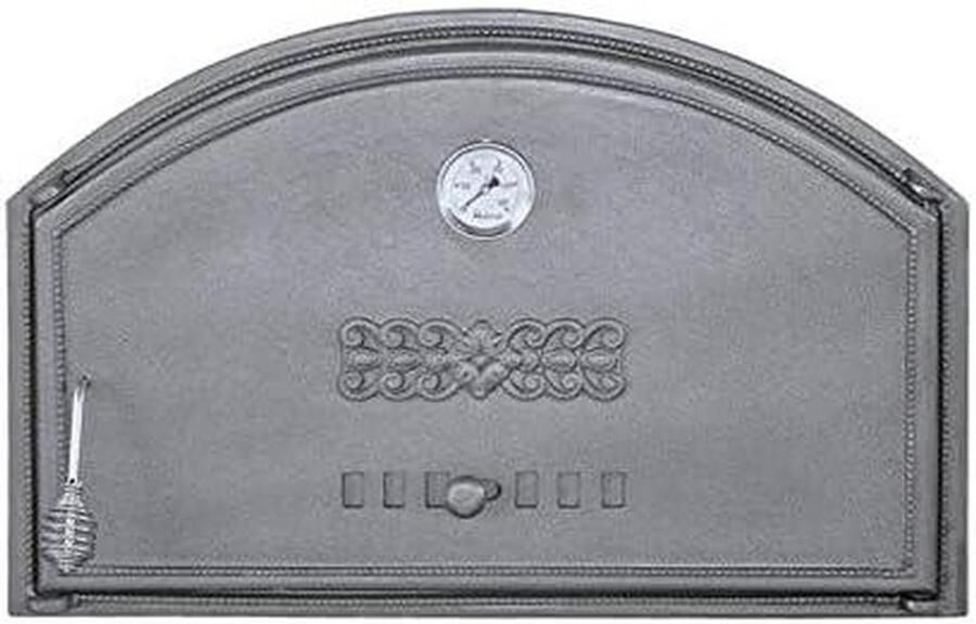 Pizzaoven deur Buitenoven deur Buiten koken Gietijzer met thermometer 70x46 cm Zwart