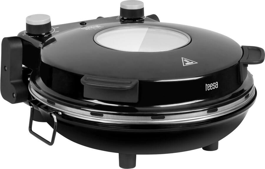 Pizzaoven Elektrisch 1200 W Vermogen 32 cm Diameter Zwart Met Keramische Steen Voor Thuisgebruik