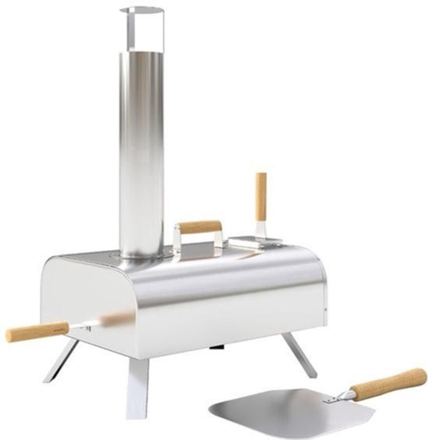 Pizzaoven Houtgestookt Met Pizzasteen 10 6 Kg Gewicht RVS Materiaal Voor Buiten En Tuin Draagbare Buitenoven