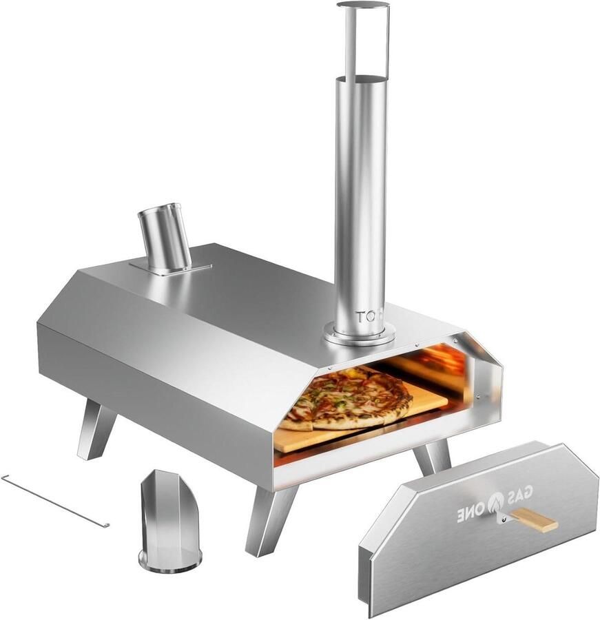 Pizzaoven Houtpellets Draagbare Grill Buiten Koken Roestvrij Staal 305 cm Zilverkleurig
