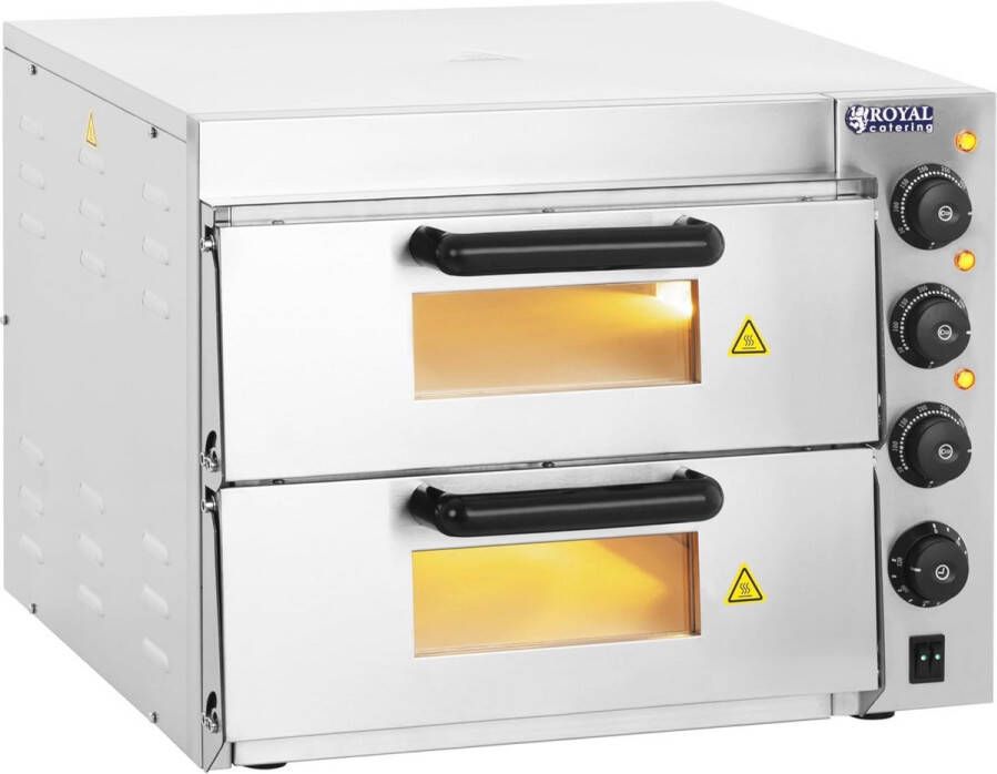 Pizzaoven met 2 Kamers voor Thuisgebruik 3000W Timer en Roestvrij Staal