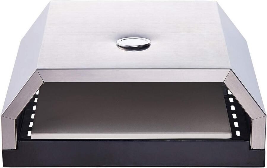 Pizzaoven Opzetstuk voor Barbecue RVS Pizzaoven Steen met Thermometer voor Gas & Houtskoolgrill