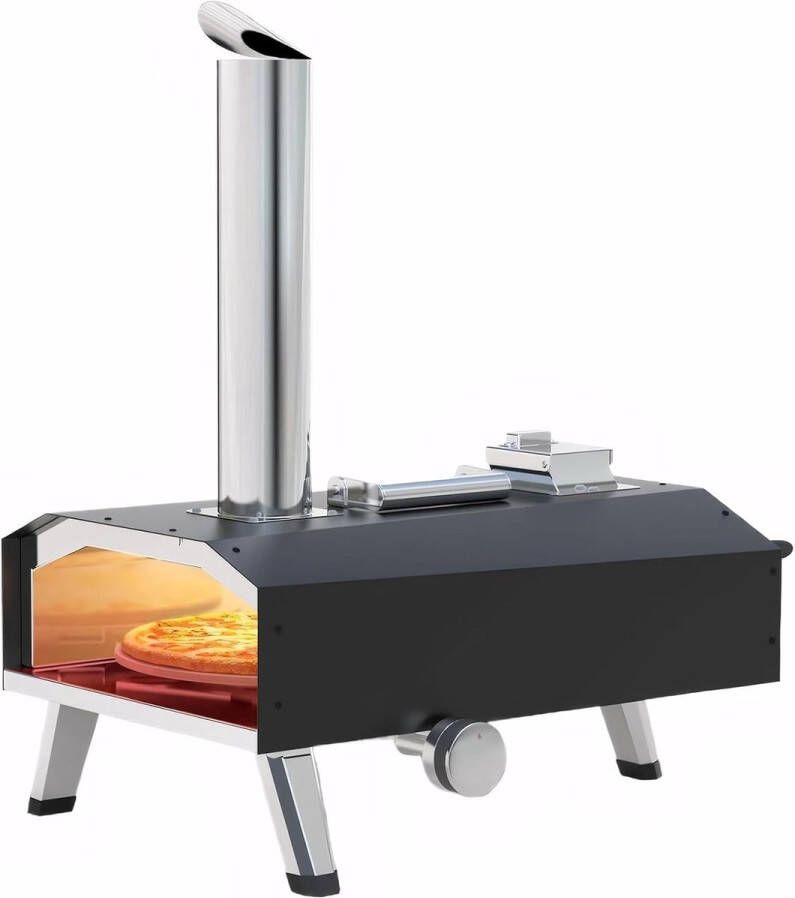 Pizzaoven Pizza Oven Buiten Draagbare Gas Houtpellets Houtskool Premium Houtgestookte Pizza Oven voor Tuin Buiten -Achtertuin RVS 41.7 x 88.6 x 68.6 x Zwart