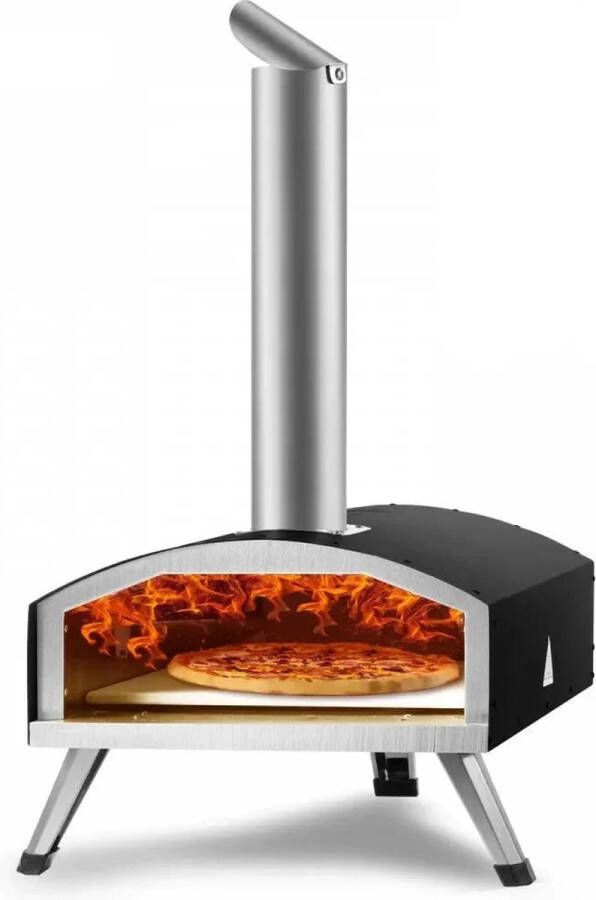 Pizzaoven Pizzaovens voor buiten Duurzaam Pizzaoven voor buiten Pizza Oven Houtgestookte 12 Inch Pizzaoven Pellet Pizza oven Pizza Oven Tuin Draagbaar RVS Zwart