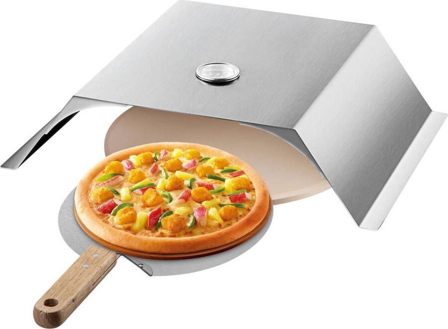 Pizzaoven Pizzaovens voor buiten Duurzaam Pizzaoven voor buiten Pizza Oven Houtgestookte 22 Inch Pizzaoven Pellet Pizza oven Pizza Oven Tuin Draagbaar RVS Zilver