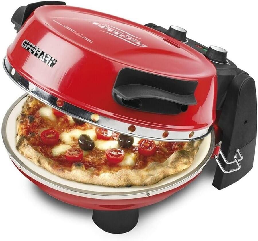 Pizzaoven Rood Ø 31 cm Met Dubbele Vuurvaste Steen Voor Pizzaliefhebbers