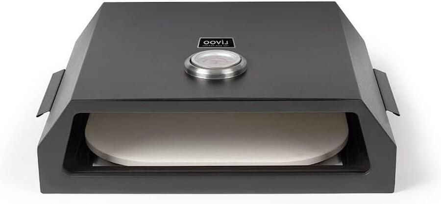 Pizzaoven voor BBQ Pizzamaker Buiten Snel Pizza Bakken Inclusief Steen & Schep 44x35x12.5 cm Zwart