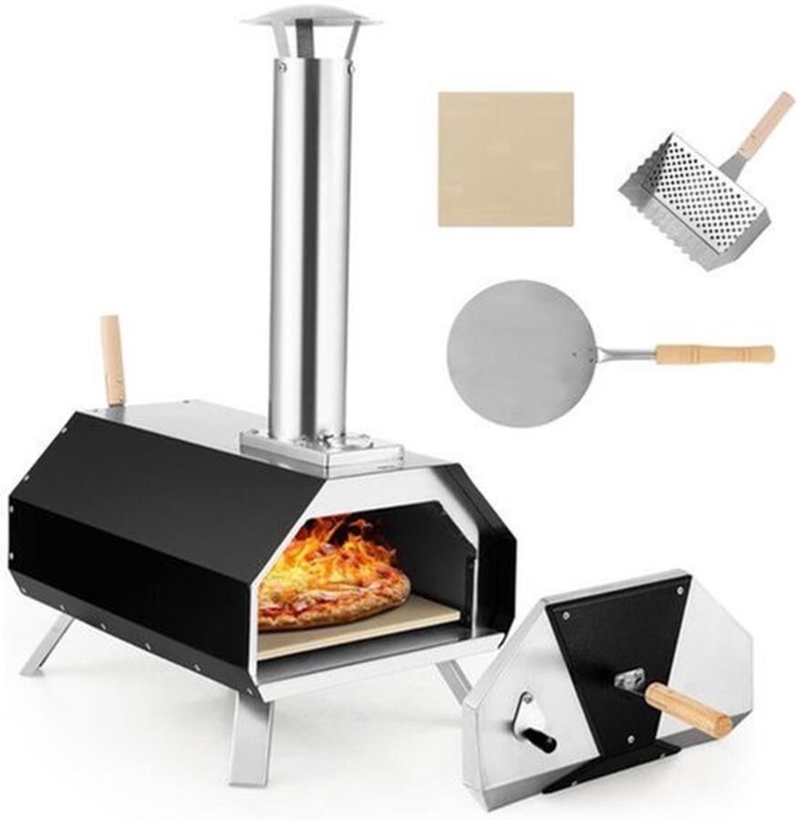 Pizzaoven Voor Buiten Draagbare Roestvrijstalen Pizzaoven Inclusief Pizzasteen En Thermometer Met Pizzaschep Opvouwbare Poten Buitenoven