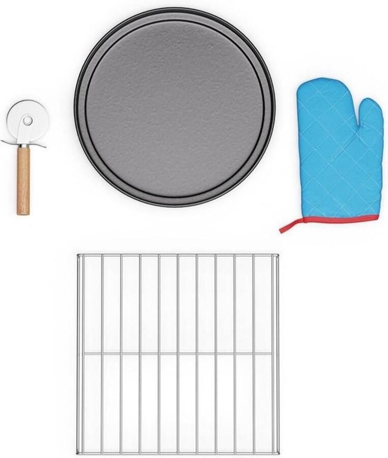 Pizzaovenaccessoires Pizzaset Pizza bakken 4-delige set 32 x 32 x 2.5 cm