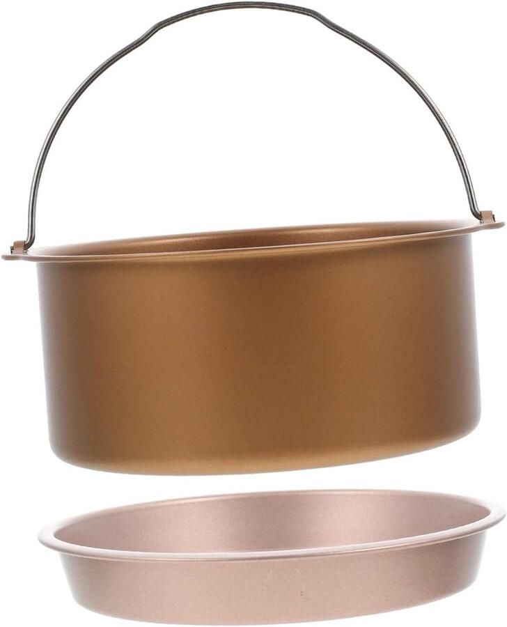 Pizzapan Airfryer Bakvorm Taartton Lekkere Gerechten Maken Antiaanbaklaag Krasbestendig 19x19x7.5CM Goud