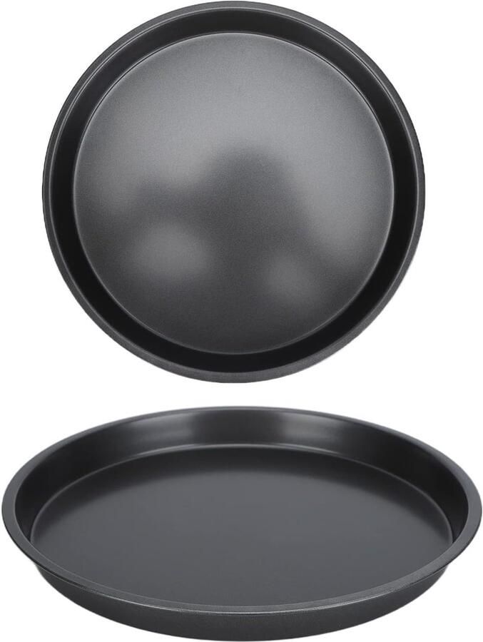 Pizzapan Set Bakplaat Ronde Vorm Thuis Pizza Bakken Antiaanbaklaag Zwaar 25 cm Doorsnede Zwart