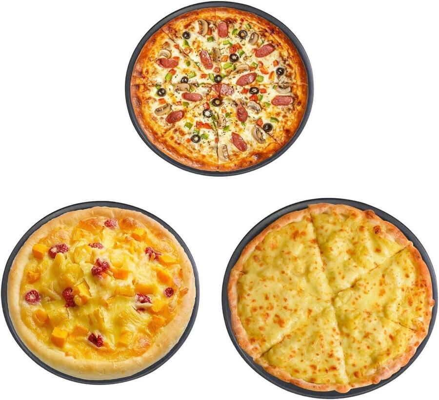 Pizzapan Set Bakplaten Thuis Bakken Antiaanbaklaag 10 11 12 Inch Zwart