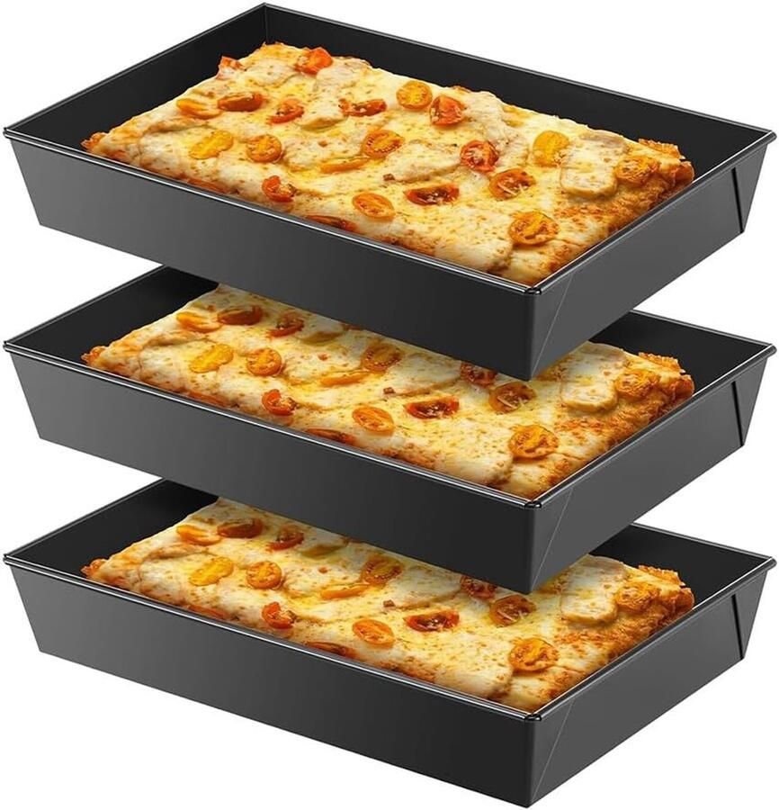 Pizzapan Set Bakvormen Pizza Bakken Antiaanbaklaag 3 Stuks Zwart