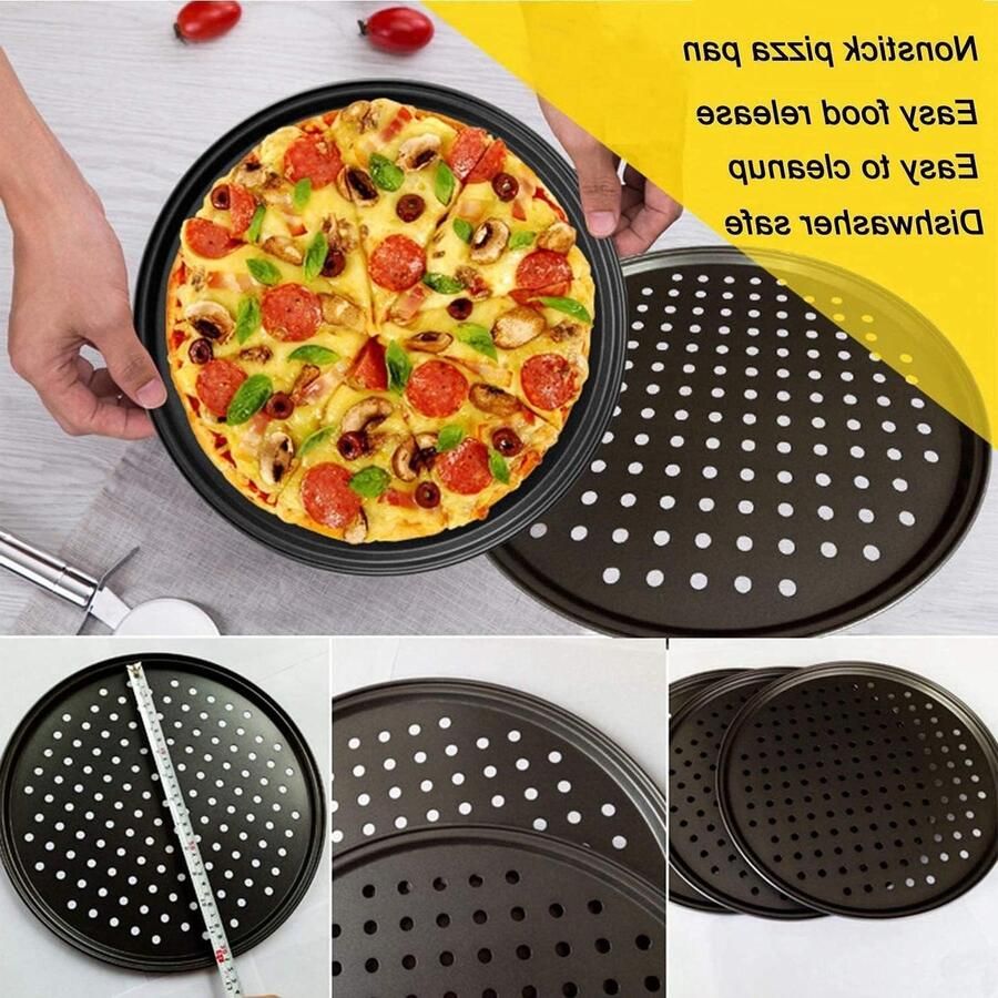 Pizzapannen Bakplaten Pizza Bakken Antiaanbaklaag 11 stuks Zwart