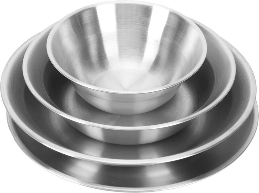 Pizzapannen Set Pizzaborden Bakvormen Pizza Bakken Roestvrij Staal 4 Stuks Zilver