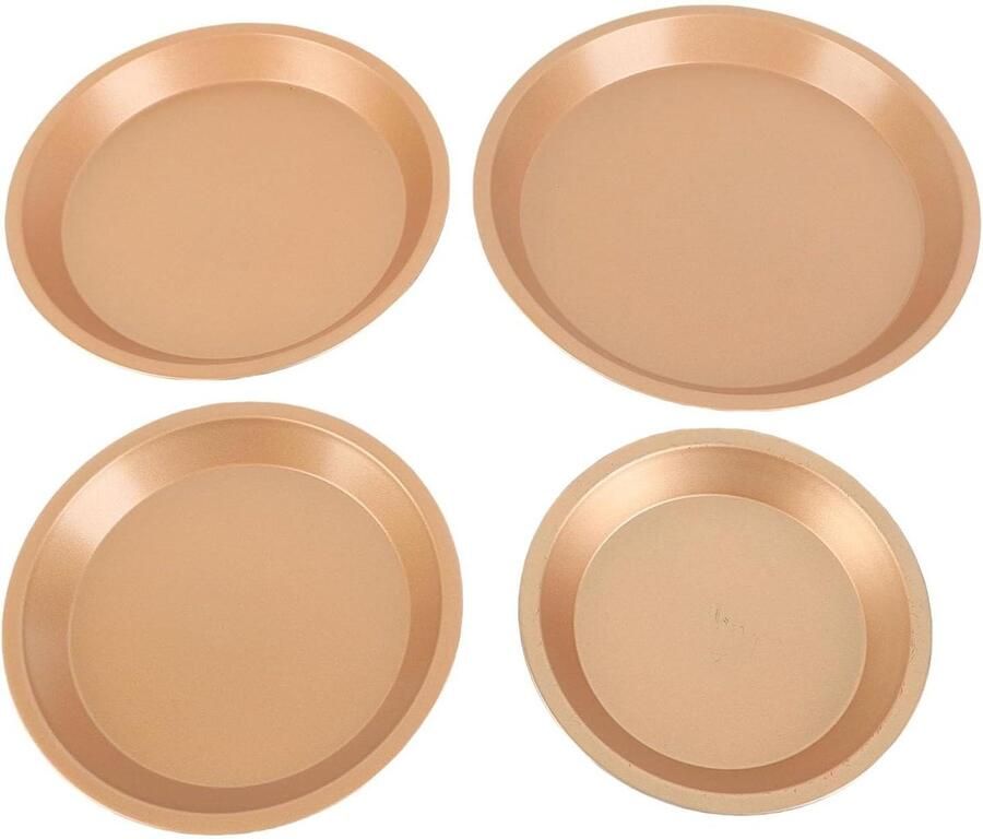 Pizzapannenset 4-delig Pizza bakplaten Pizza bakken Koolstofstaal gelijkmatige warmte 6 7 8 9 Inch Zwart