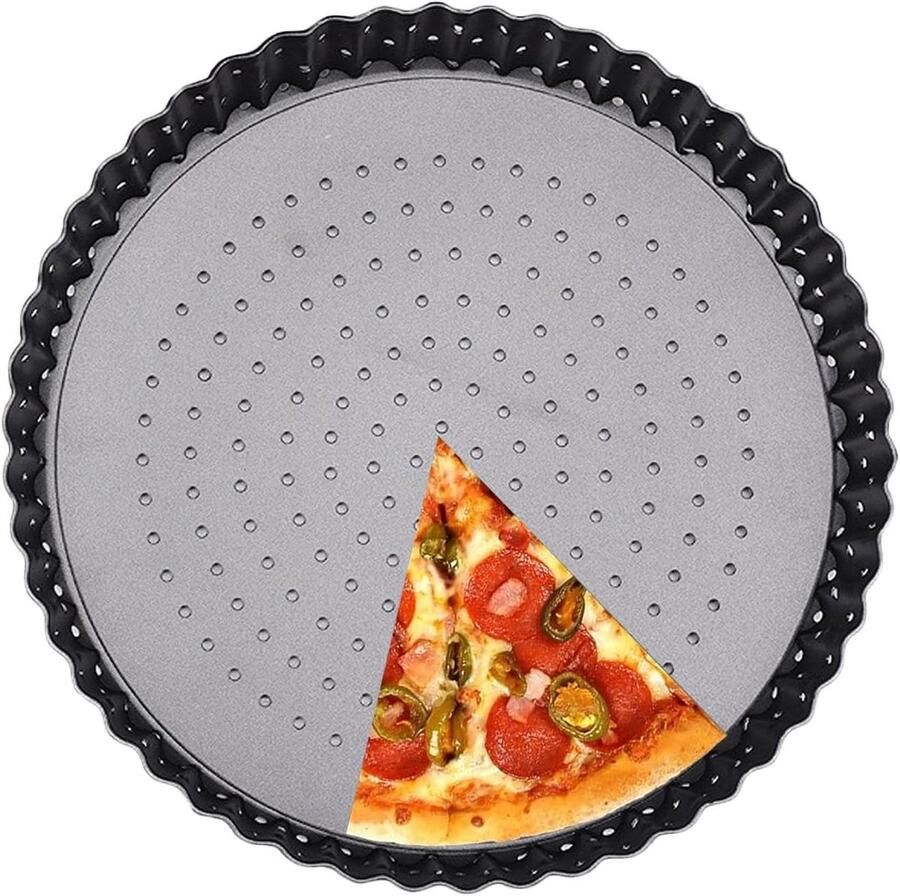 Pizzaplaat Ovenplaat Bakplaat Pizza Bakken Afneembare Bodem 20 cm Zwart