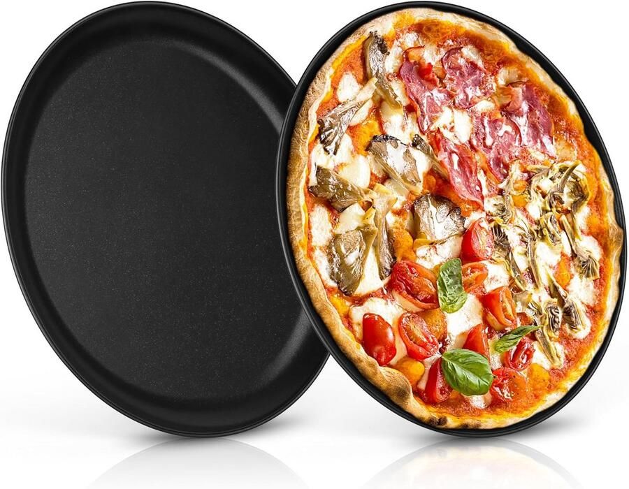 Pizzaplaat Bakplaat Pizza Bakken Antiaanbaklaag 30 cm Zwart
