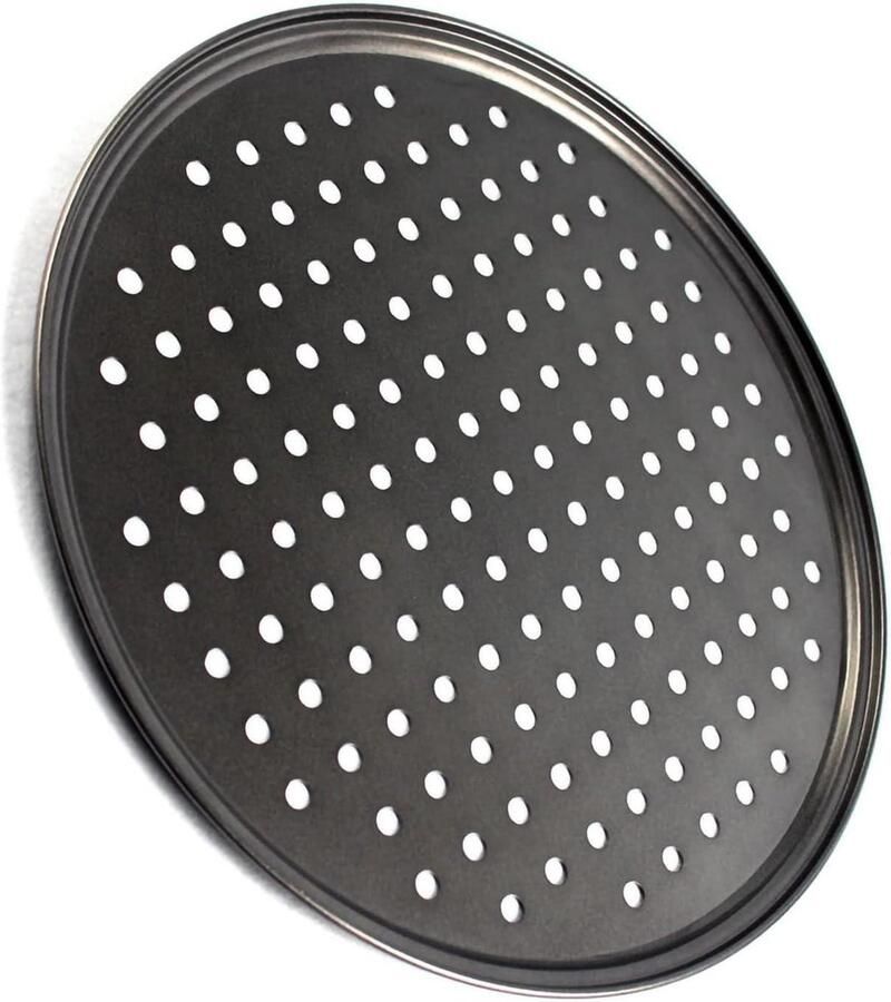 Pizzaplaat Bakplaat Pizza Gelijkmatig Bakken Geperforeerd Design 28CM Zwart