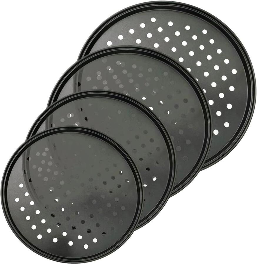 Pizzaplaat Bakplaat Pizza Thuis Bakken Antiaanbaklaag 32 cm Diameter Zwart