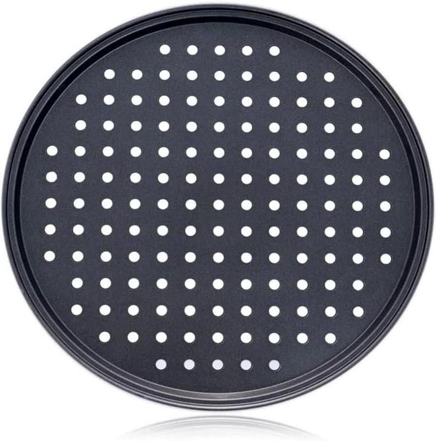 Pizzaplaat Bakplaat schaal Pizza bakken Antiaanbaklaag gaten 28 cm Zwart