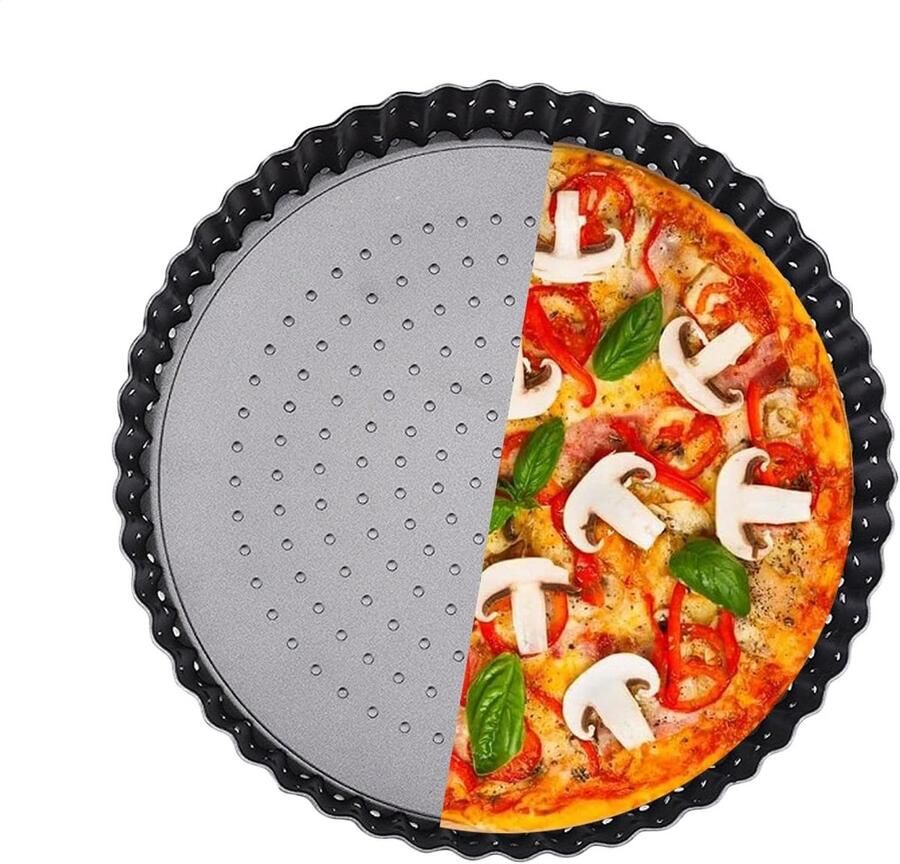 Pizzaplaat met gaten Bakplaat Knapperige bodems Goede warmtegeleiding 127 cm Zwart