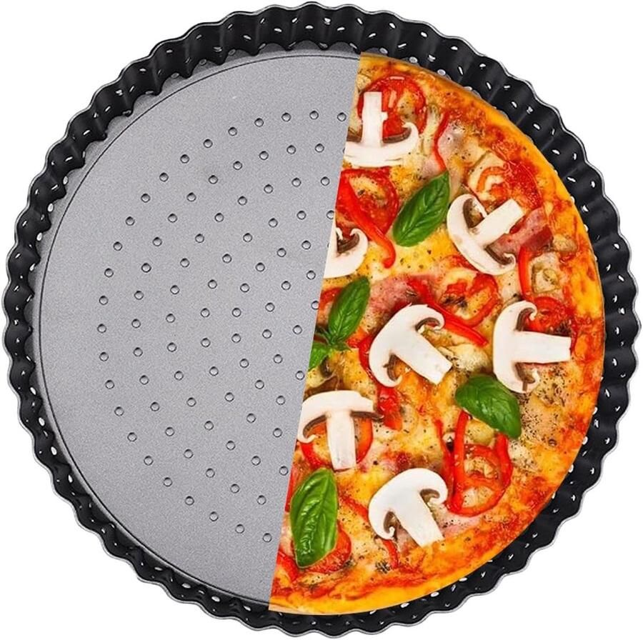 Pizzaplaat met gaten Bakplaat pizza Knapperige bodem bakken Goede warmtegeleiding 229 cm Zwart
